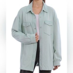Avec Les Filles Sea-foam Teal Green Terry Shacket Size Medium